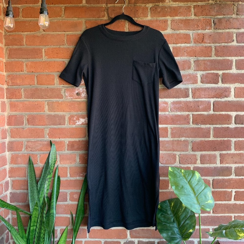 Madewell Cotton Ribbed Pocket Tee Midi Dress